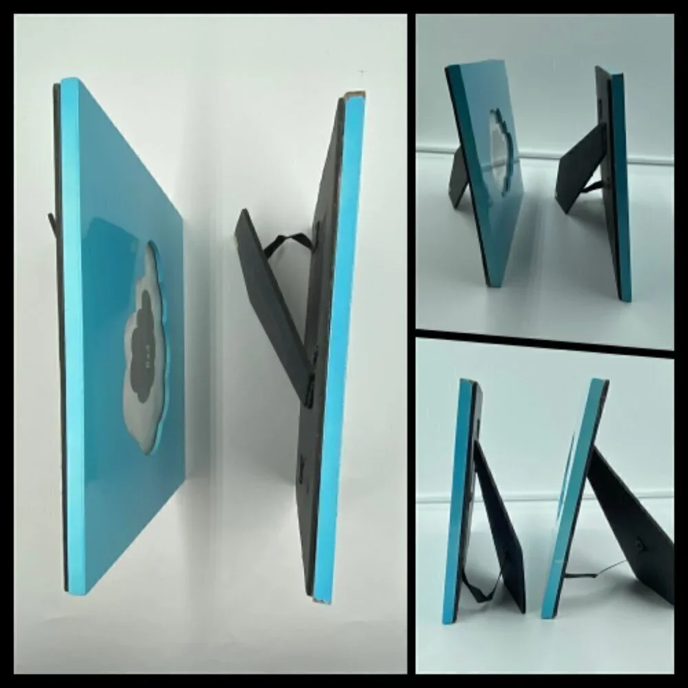 Set of 2 Blue Cloud Nursery Photo Frames 6x4 Glossy Baby Decor